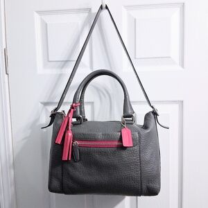 Coach Legacy Molly East West Satchel Graphite Berry Shoulder Bag Gray Pink